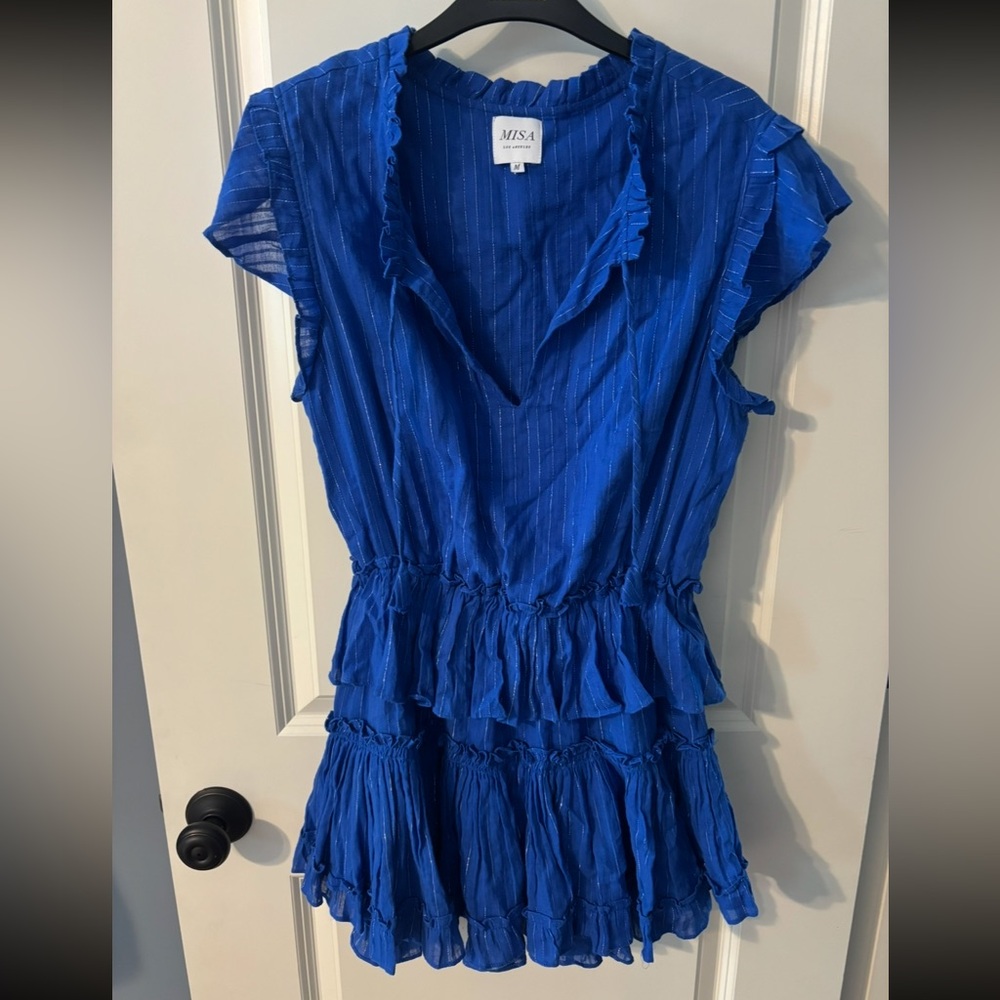 MISA Blue Ruffled Dress